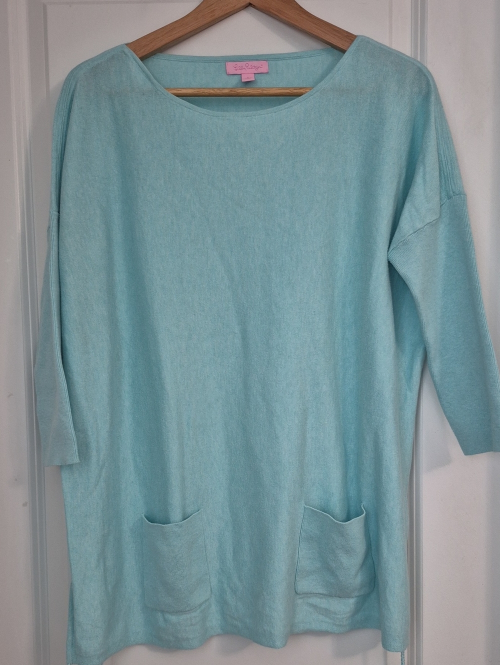 Lilly Pulitzer Light Aqua Oversized Knit Tunic with Front Pockets